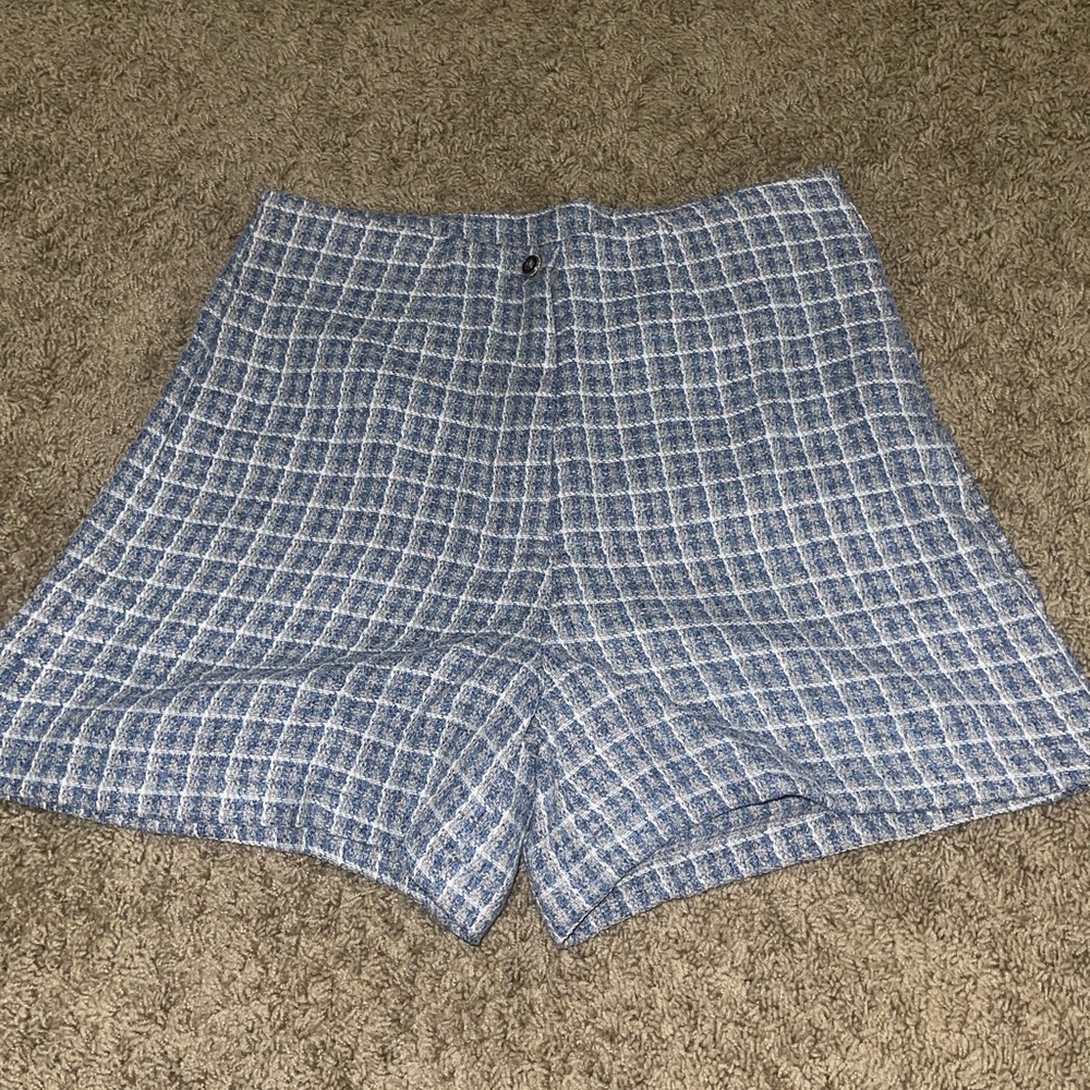 shein plaid button front shorts